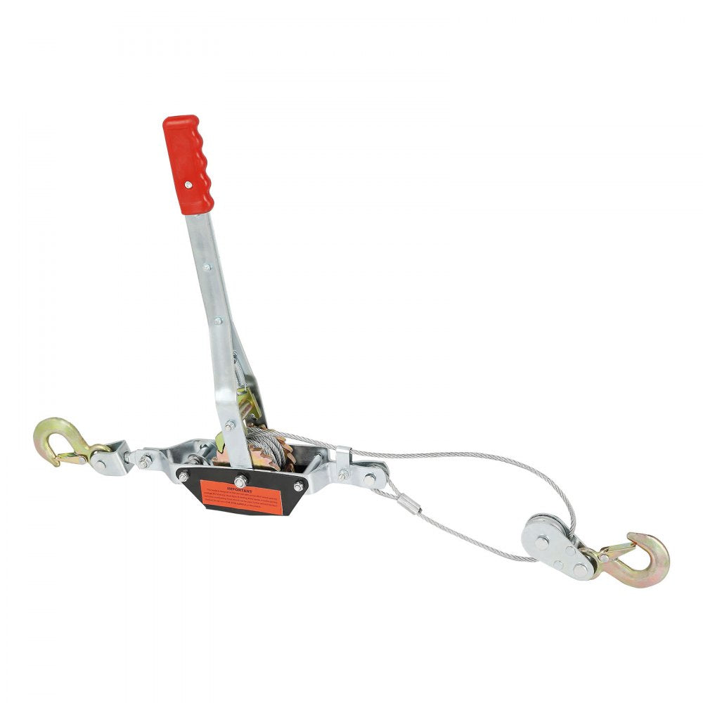 VEVOR Come Along Winch, 2 Ton (4,409 lbs) Pulling Capacity, 12 ft Steel Cable, 2 Hooks, Heavy Duty Ratchet Power Puller Tool with Dual Gears, Automotive Hoist Cable Puller Ideal for Vehicle Rescue 