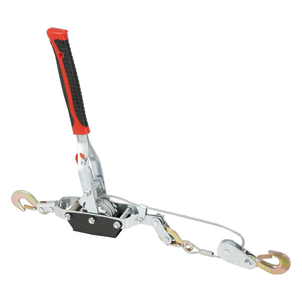 VEVOR Come Along Winch, 4 Ton (8,818 lbs) Pulling Capacity, 10 ft Steel Cable, 3 Hooks, Heavy Duty Ratchet Power Puller Tool with Dual Gears, Automotive Hoist Cable Puller Ideal for Vehicle Rescue 