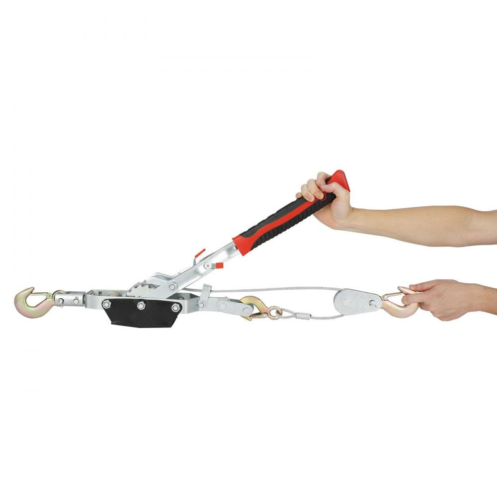 VEVOR Come Along Winch, 4 Ton (8,818 lbs) Pulling Capacity, 10 ft Steel Cable, 3 Hooks, Heavy Duty Ratchet Power Puller Tool with Dual Gears, Automotive Hoist Cable Puller Ideal for Vehicle Rescue 