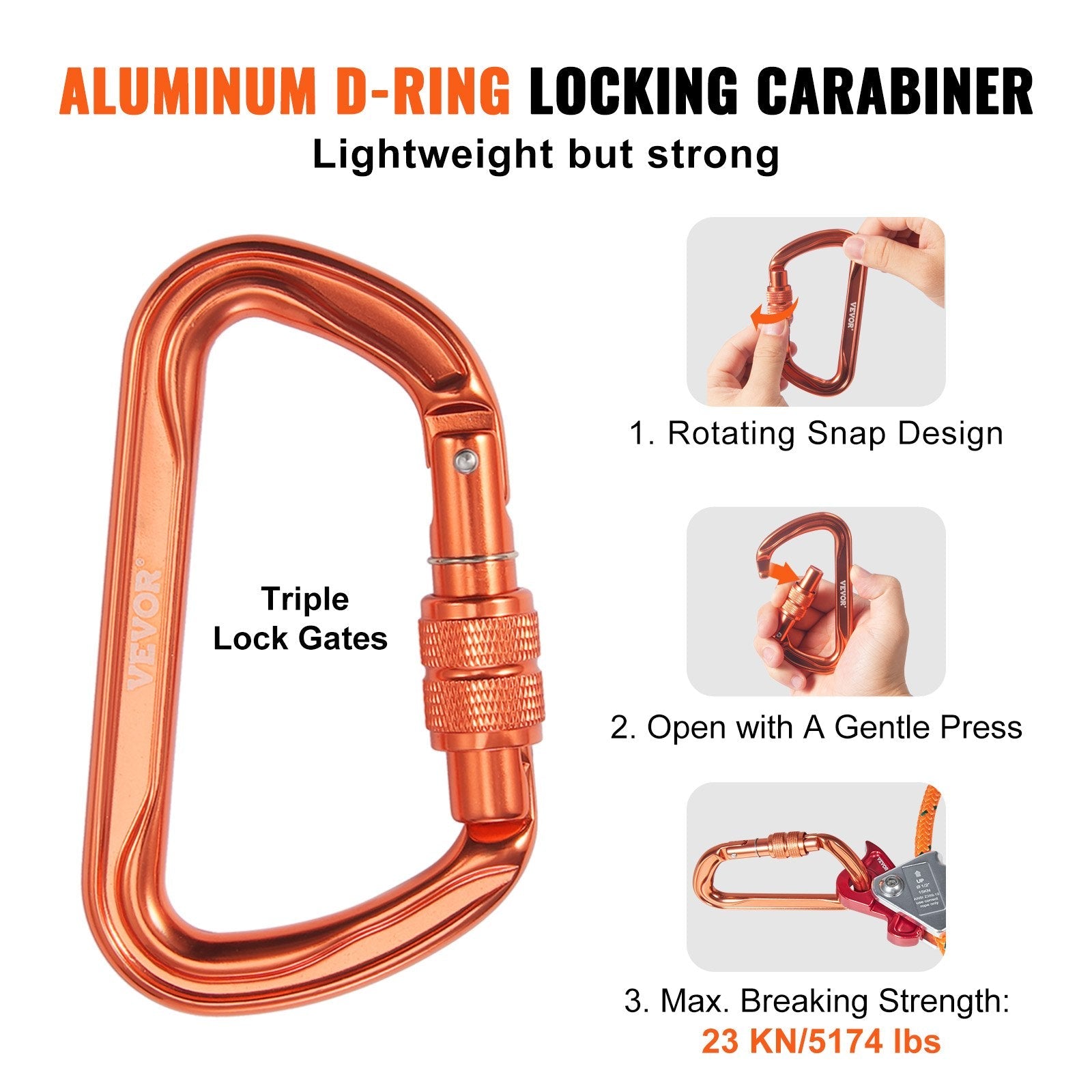 VEVOR 12.7mm Steel Core Flipline 16ft(4.8m) Arborist Flipline for Fall Protection 
