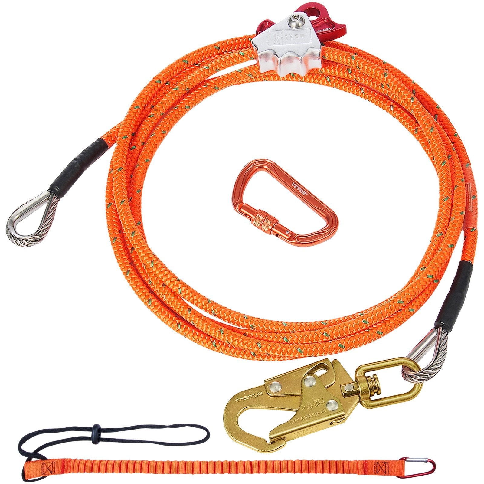 VEVOR 12.7mm Steel Core Flipline 16ft(4.8m) Arborist Flipline for Fall Protection 