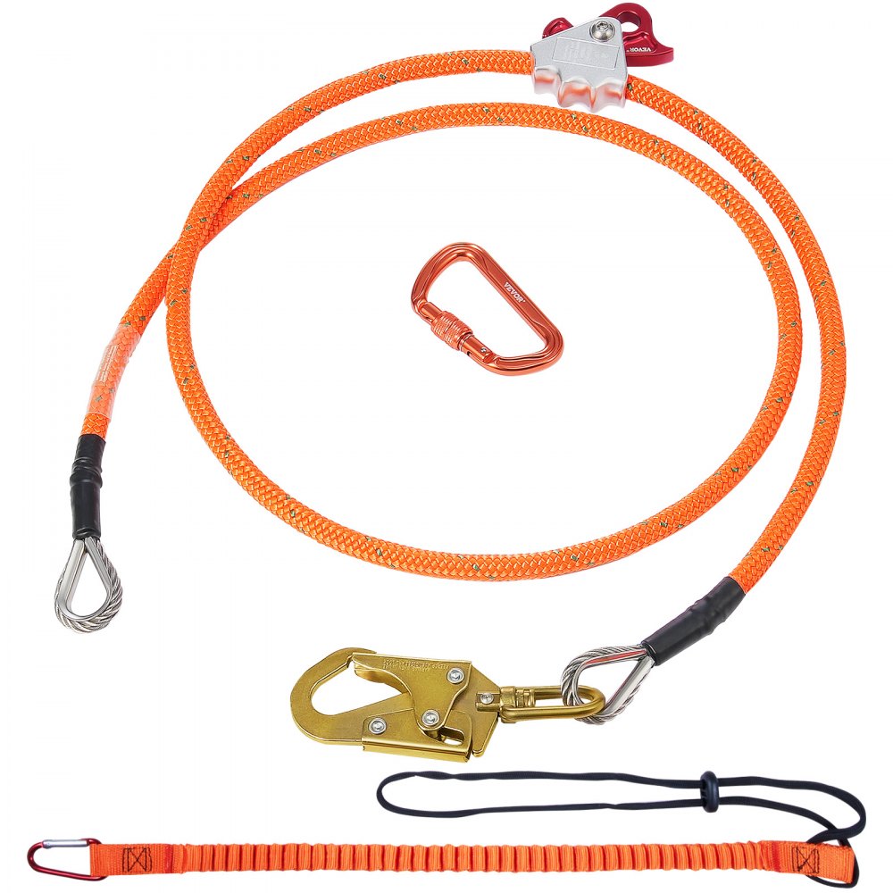 VEVOR 16mm Steel Core Flipline 8ft(2.4m) Arborist Flipline for Fall Protection 
