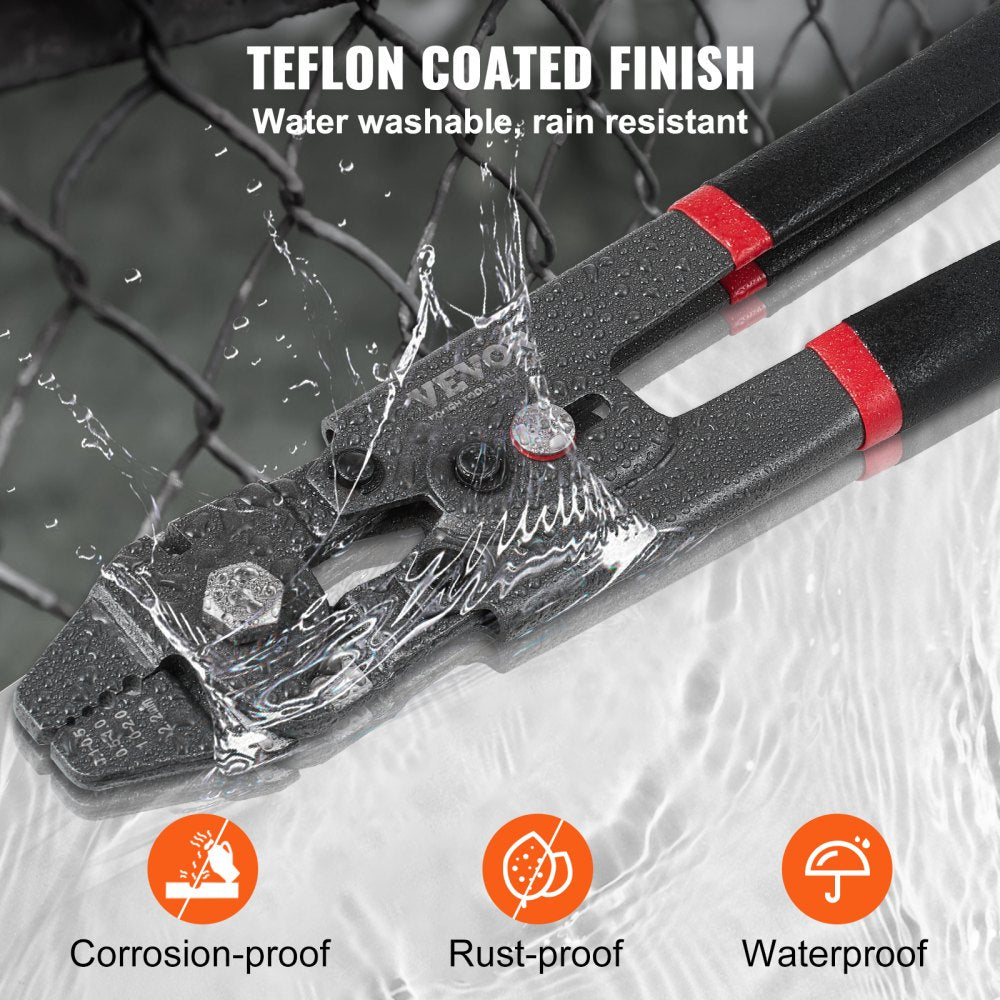 VEVOR Crimping Tool, Up To 2.2mm Wire Rope Crimping Tool, Crimping Loop Sleeve Kit with a Cable Cutter and 160pcs Aluminum Buckles, Teflon Coating Anti-Rust Fishing Crimping Tool 