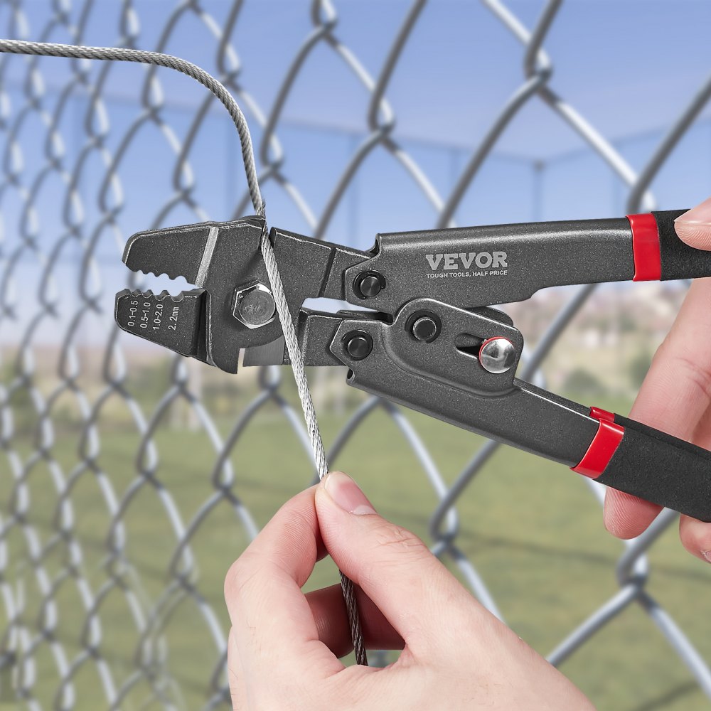 VEVOR Crimping Tool, Up To 2.2mm Wire Rope Crimping Tool, Crimping Loop Sleeve Kit with a Cable Cutter and 160pcs Aluminum Buckles, Teflon Coating Anti-Rust Fishing Crimping Tool 