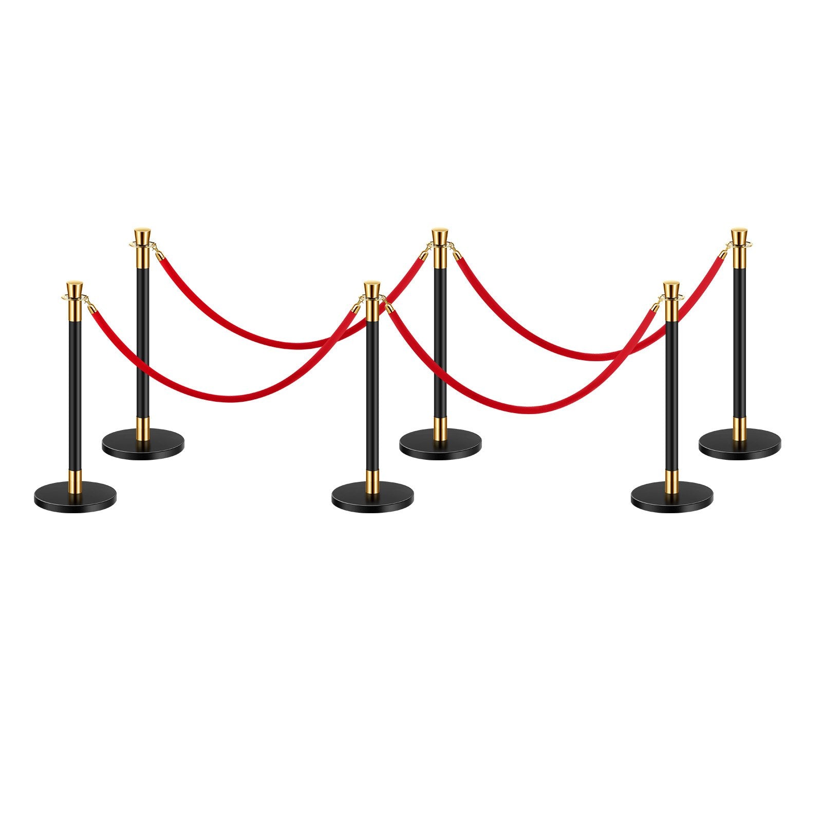 VEVOR 6 Pcs Stanchion Post with 4 Red Velvet Ropes & Sand Injection Hollow Base 