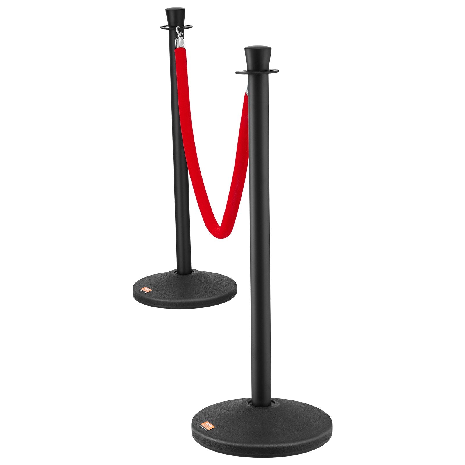 VEVOR Stanchion Posts with Velvet Ropes, 6-Pack Crowd Control Stanchion with 6PCS 5FT Red Velvet Ropes, Carbon Steel Baking Painted Queue Barrier Line Divider & Fillable Plastic Base for Wedding Party 