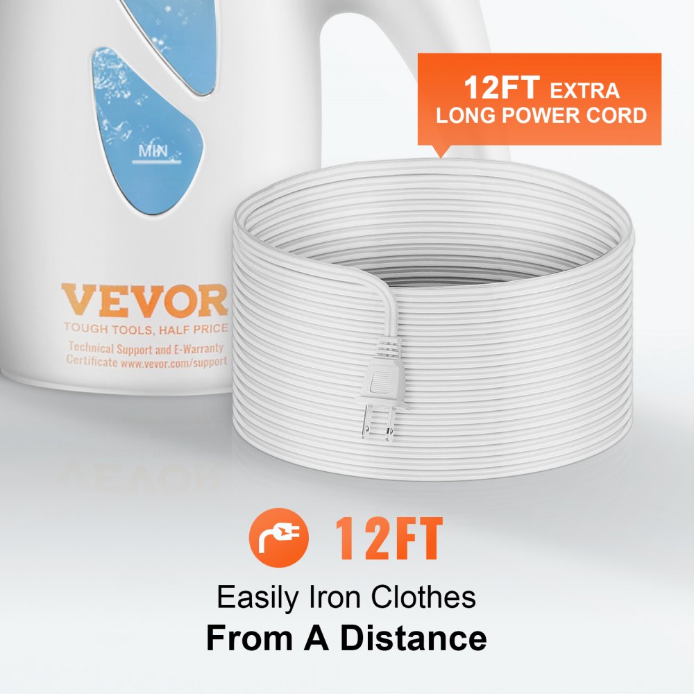 VEVOR Portable Handheld Fabric Steamer, 900W Quick Heat Steamer for Clothes, Wrinkle Remover Clothing Iron Intelligent Controller & Auto-Off & Large Detachable Water Tank, With Gloves 