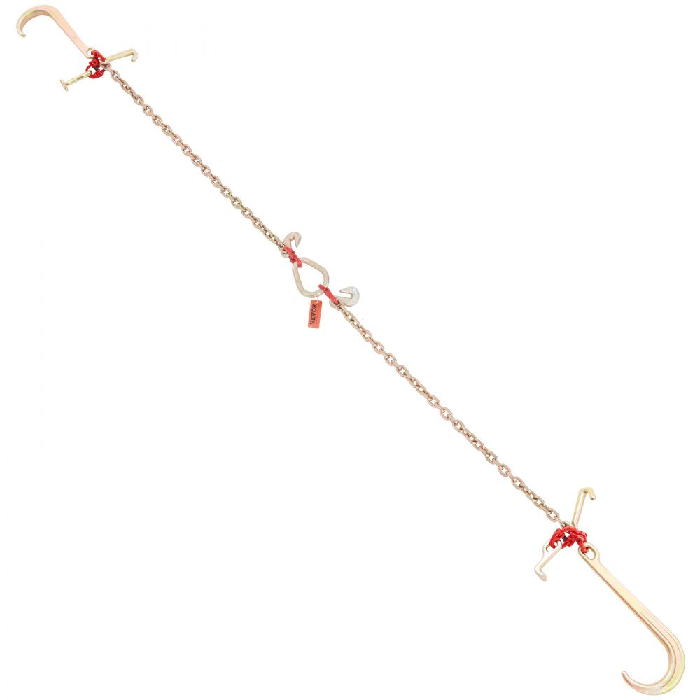 VEVOR V-Chain Bridle, 9620 lbs Working Load Limit, 5/16'' x 3' G80 Tow Chain with RTJ Cluster Hooks, DOT Certified, Galvanized Coating Manganese Steel & D-Shackle, for Lifting & Moving Activities 