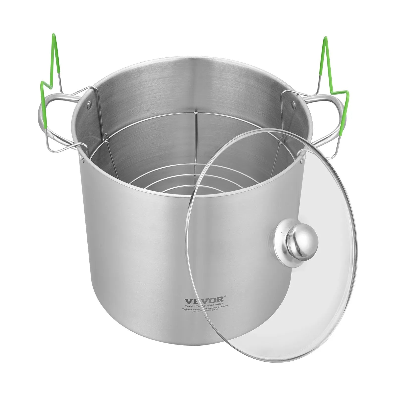 VEVOR Canning Pot with Rack and Glass Lid 21 QT Stainless Steel Waterbath Canner