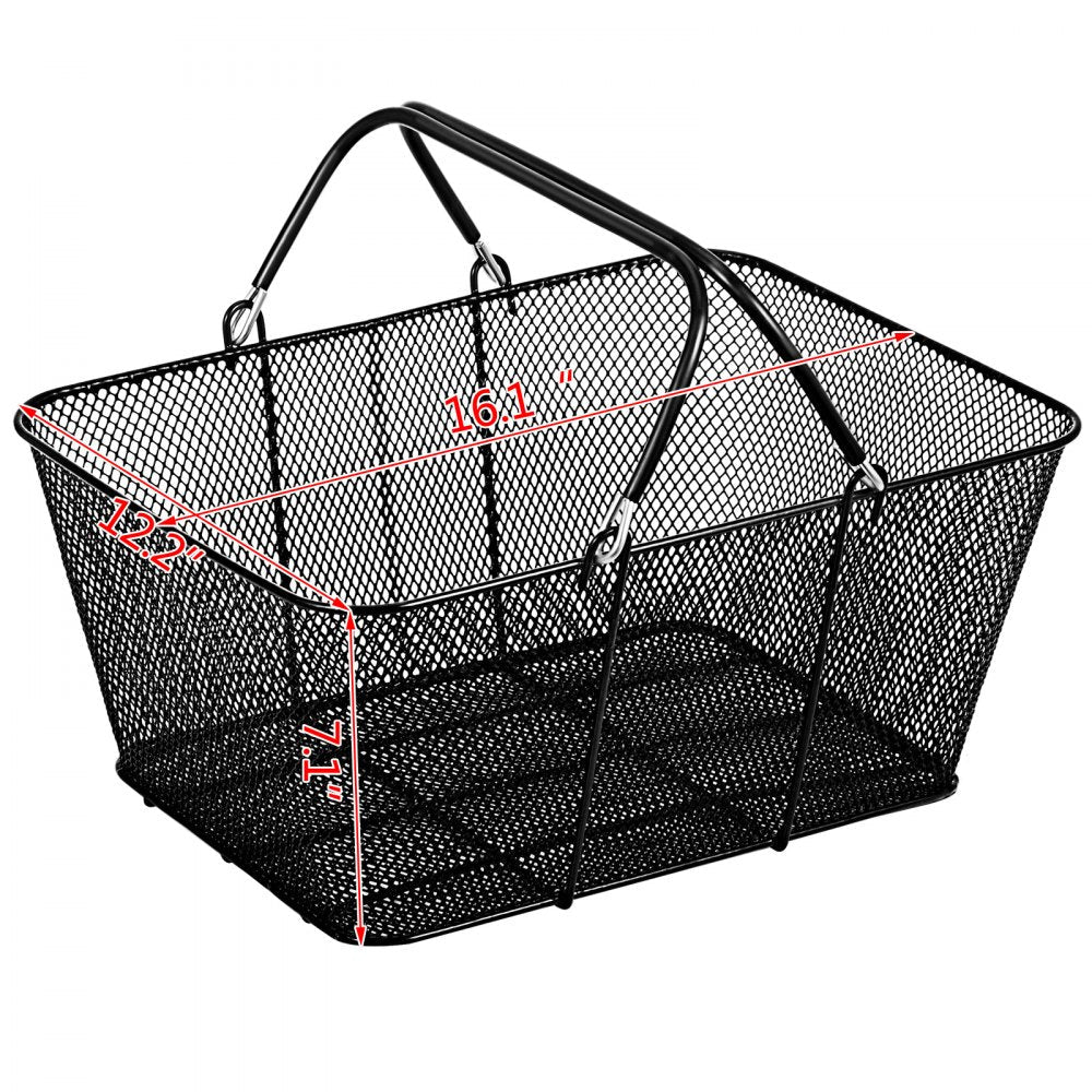 VEVOR 12PCS Shopping Baskets with Handles, Black Metal Shopping Basket, Portable Wire Shopping Basket, Black Wire Mesh shopping Basket Set for Stores Shopping 