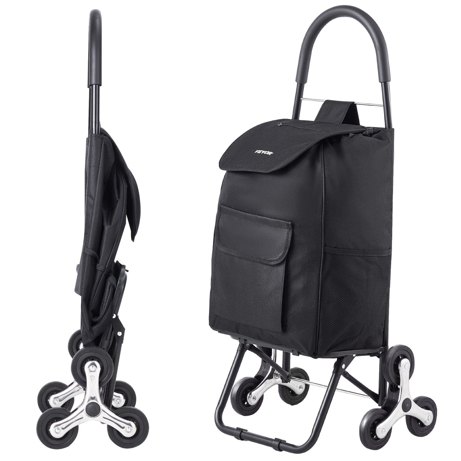 VEVOR Stair Climbing Cart Foldable Shopping Cart 36L with Storage Bag 6 Wheels 