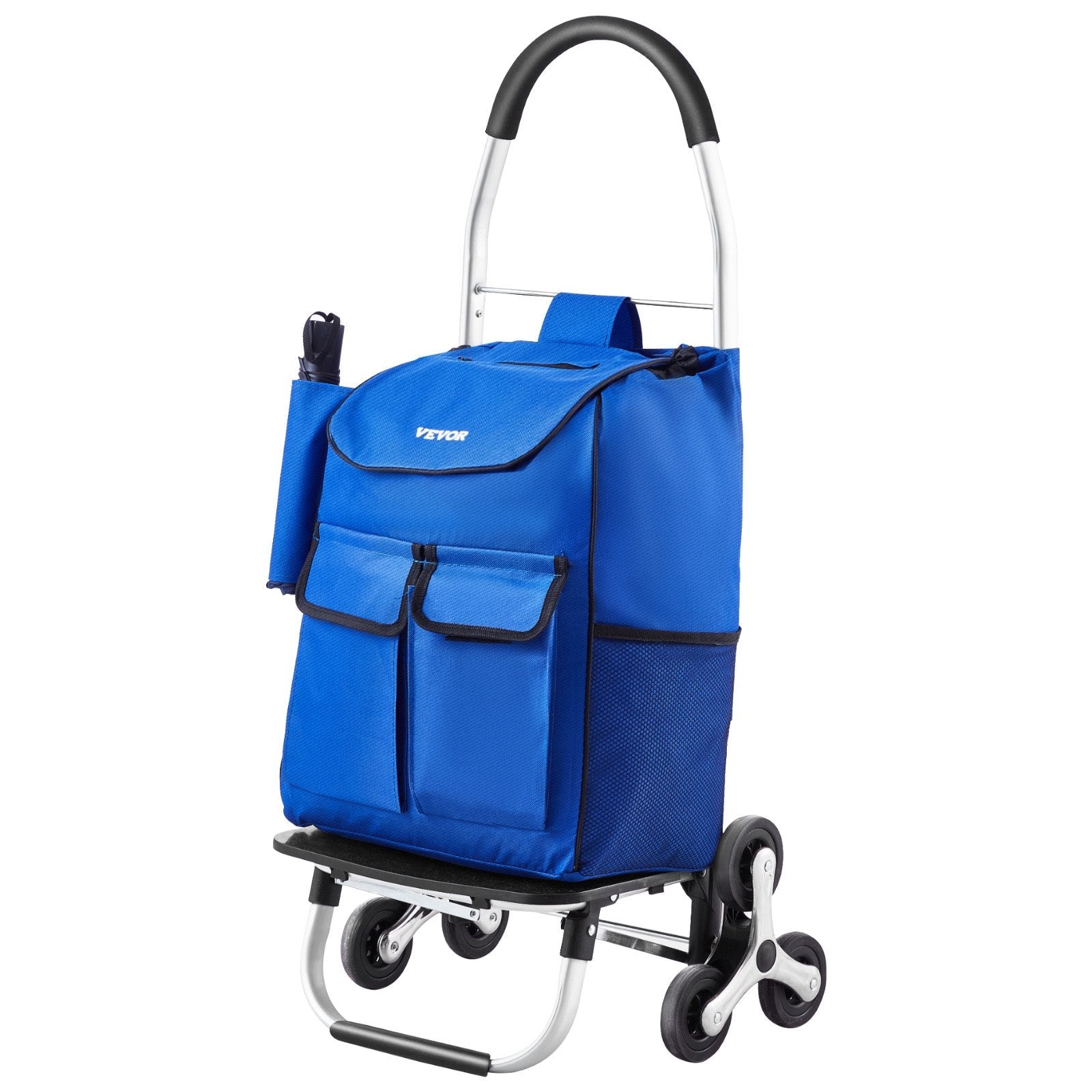 VEVOR Stair Climbing Cart Foldable Shopping Cart 36L with 6 Wheels Storage Bag 