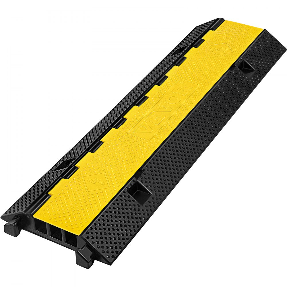 VEVOR 3 Channel Rubber Cable Protector Ramp 1.2 x 1.2 Inch Channel Heavy Duty Cable Wire Cord Cover Ramp Speed Bump Driveway Hose Cable Ramp Protector 