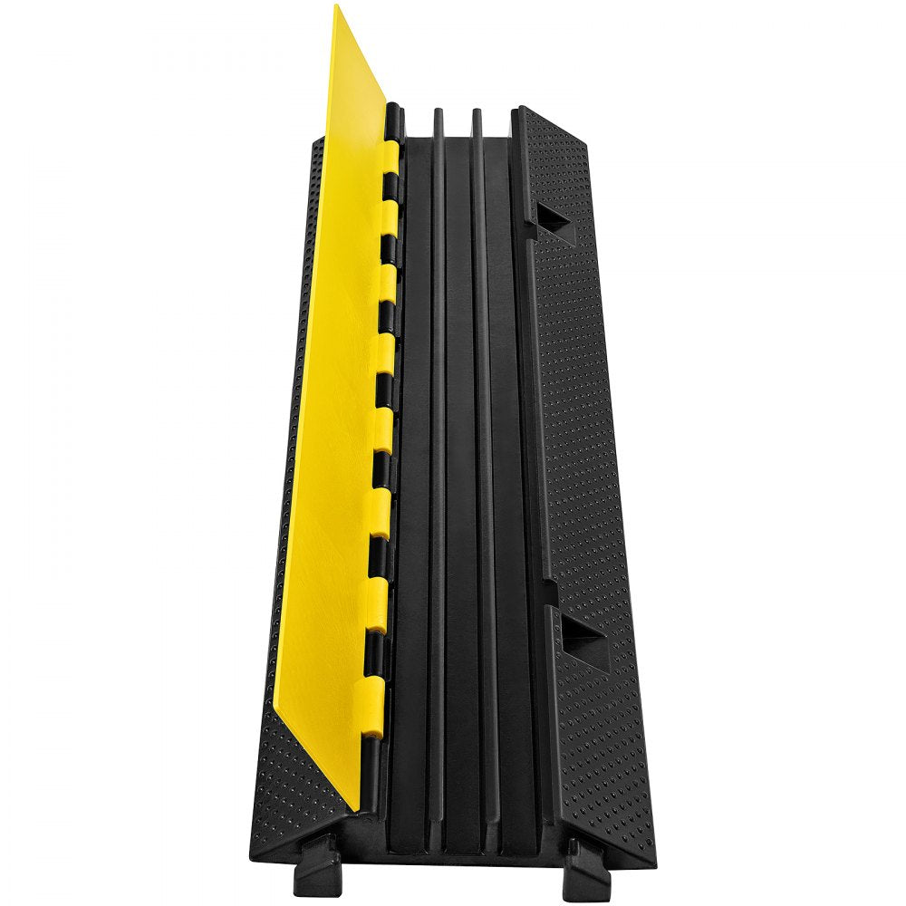 VEVOR 3 Channel Rubber Cable Protector Ramp 1.2 x 1.2 Inch Channel Heavy Duty Cable Wire Cord Cover Ramp Speed Bump Driveway Hose Cable Ramp Protector 