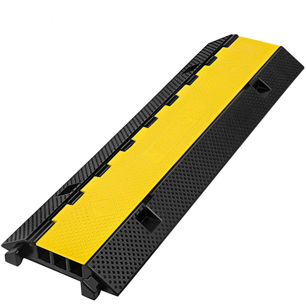 VEVOR 3 Channel Rubber Cable Protector Ramp 1.2 x 1.2 Inch Channel Heavy Duty Cable Wire Cord Cover Ramp Speed Bump Driveway Hose Cable Ramp Protector 