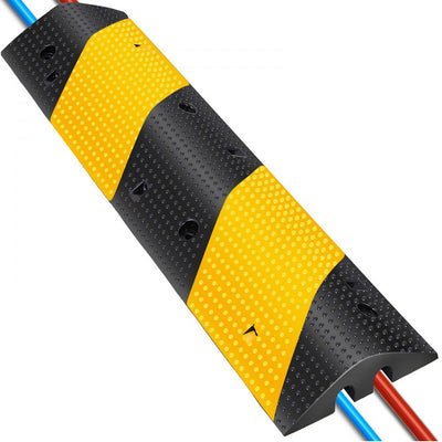 VEVOR  3 Feet Rubber Speed Bump Driveway Modular Heavy Duty Speed Bumps 38.6 x 11.4 x 2.2 Inch 2 Channel Cable Protector Ramp for Garage Gravel Roads Asphalt Concrete 