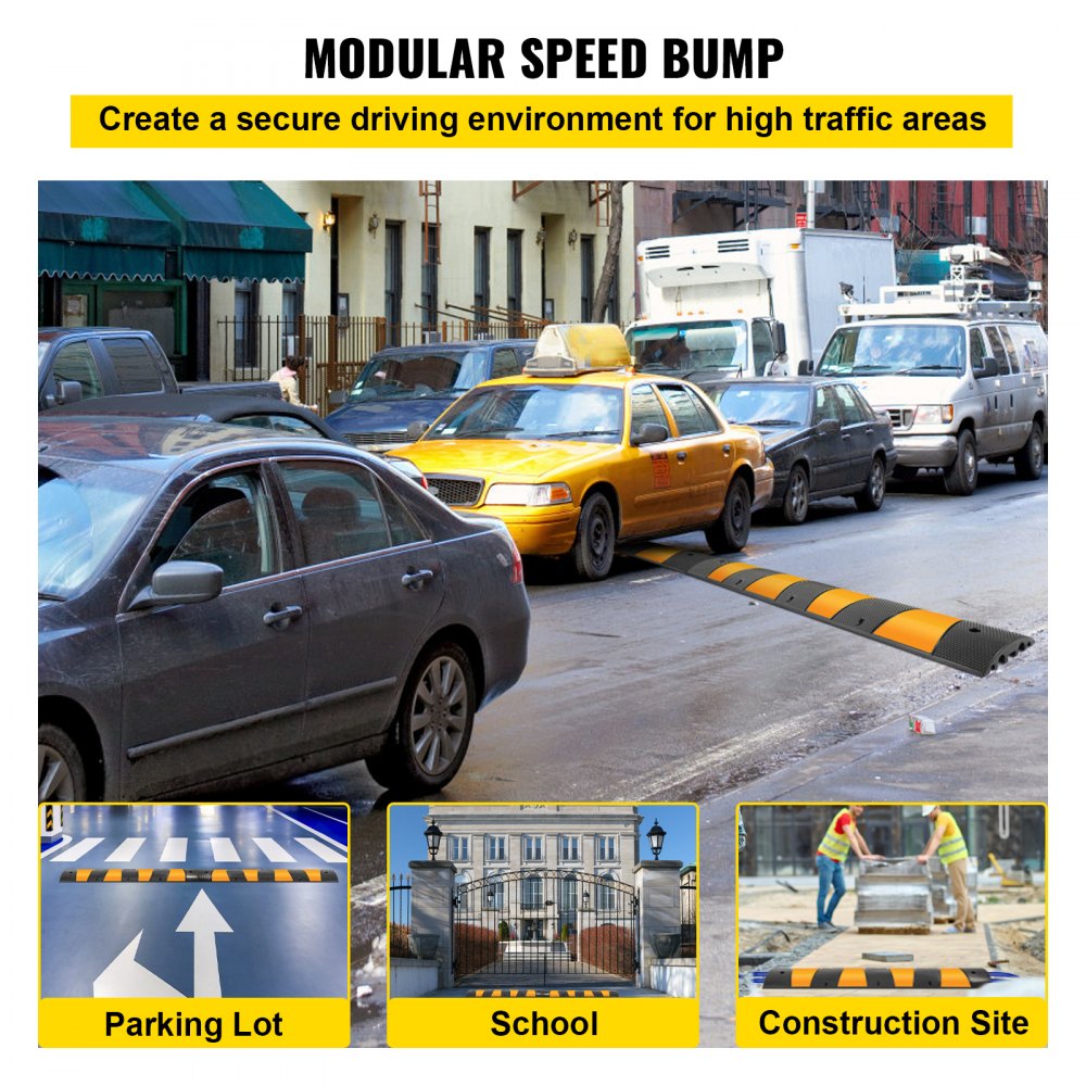 Modular Rubber Traffic Speed Bump 2 Channel Cable Protector Ramp 