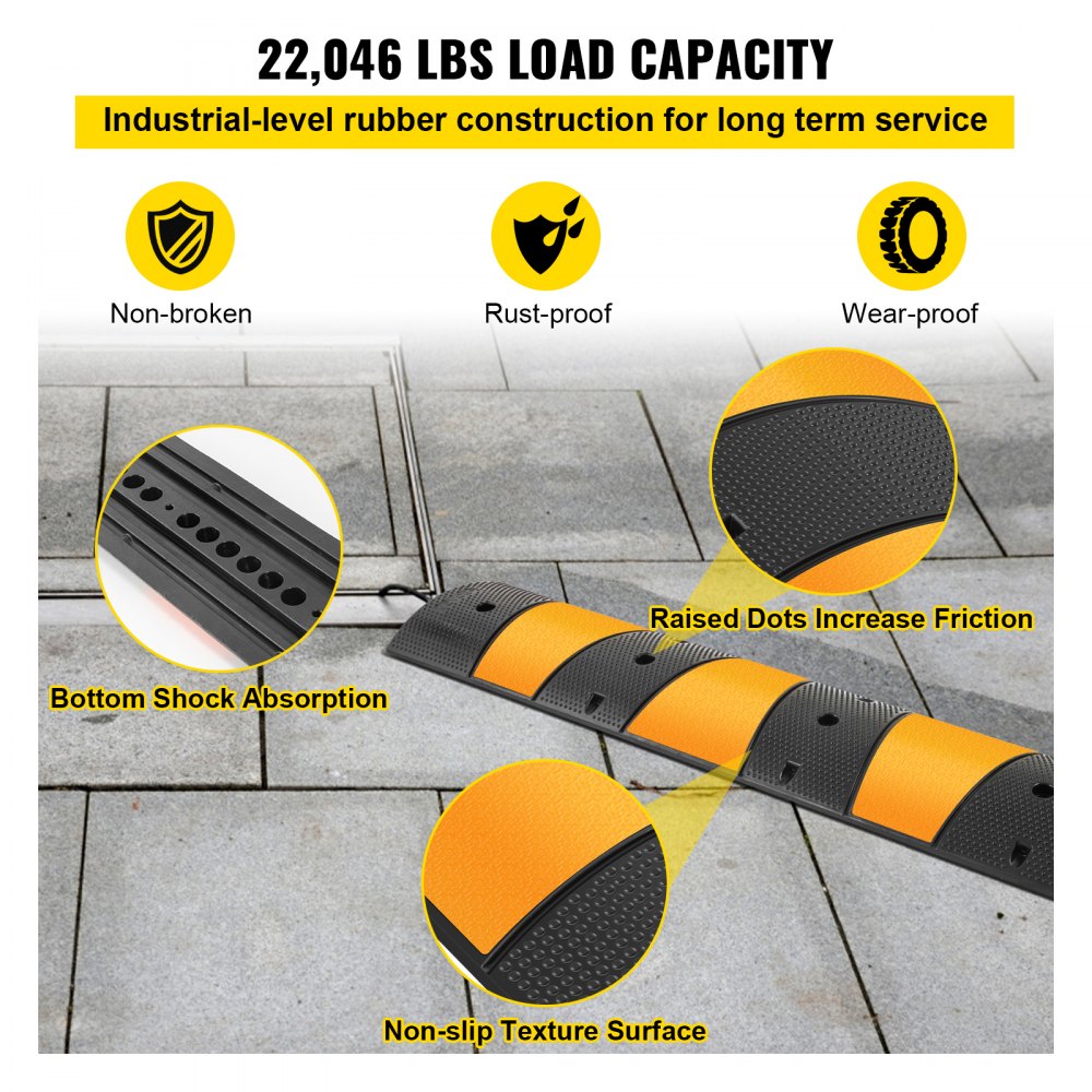 Modular Rubber Traffic Speed Bump 2 Channel Cable Protector Ramp 