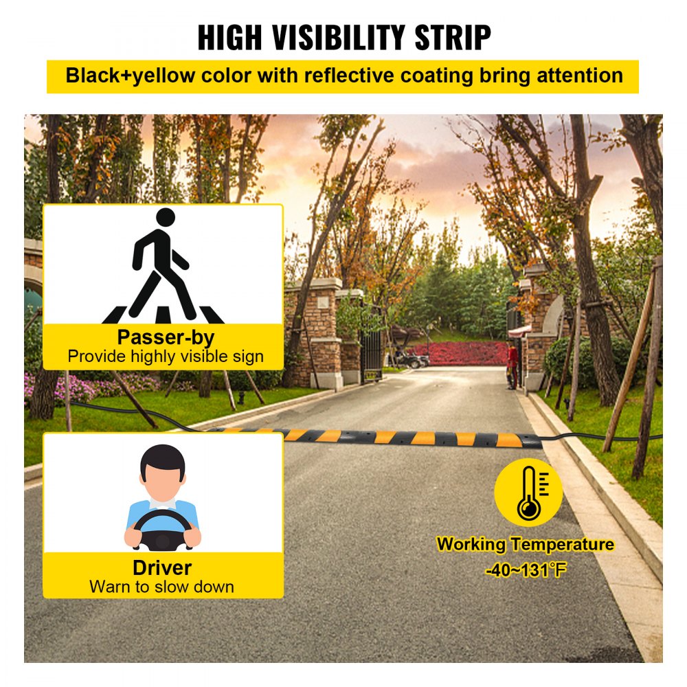 Modular Rubber Traffic Speed Bump 2 Channel Cable Protector Ramp 