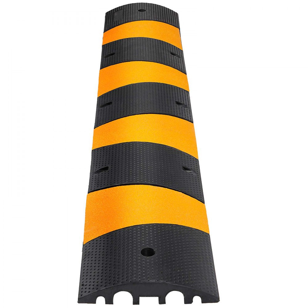 VEVOR 2pcs 6 Feet Rubber Speed Bump Driveway Modular Heavy Duty Speed Bumps 72.4 x 12 x 2.4 Inch Cable Protector Ramp for Garage Gravel Roads Asphalt Concrete (2-Channel, 2Pack-6Ft-Speed Bump) 