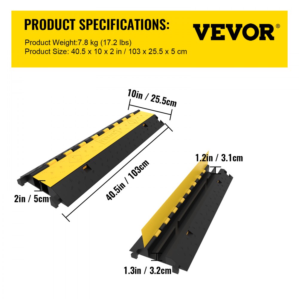 5PCS Dual-Channel Cable Protector Cover 22000LB Capacity Heavy-Duty 