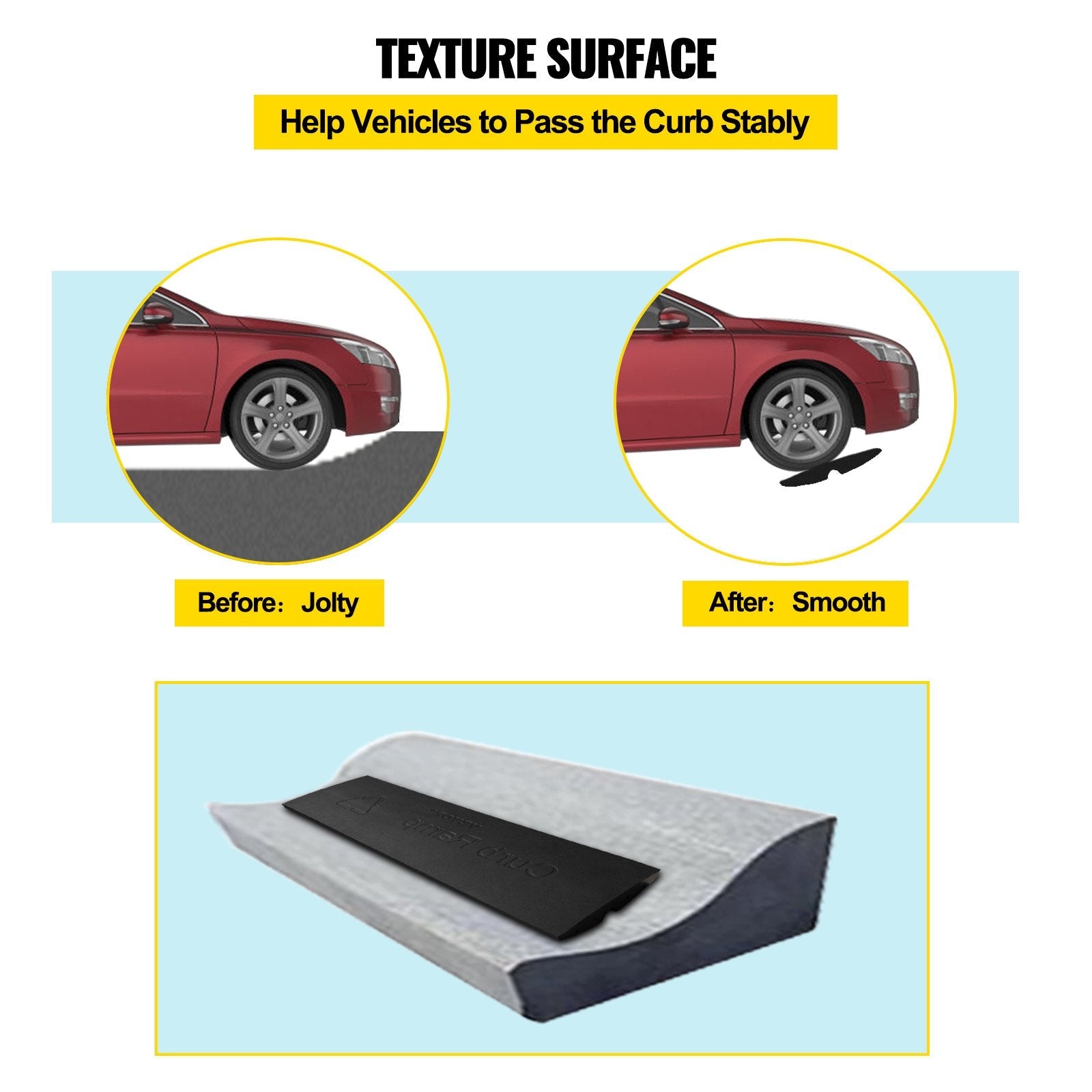 VEVOR Curb Ramp, 1 Pack Rubber Driveway Ramps, Heavy Duty 32000 lbs Weight Capacity Threshold Ramp, 2.6 inch High Curbside Bridge Ramps for Loading Dock Garage Sidewalk? Expandable Full Ramp Set 