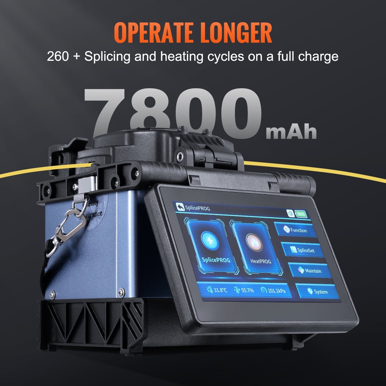 VEVOR Fiber Fusion Splicer 6 Motors Core Alignment 6s Splicing 5" Touch Screen 