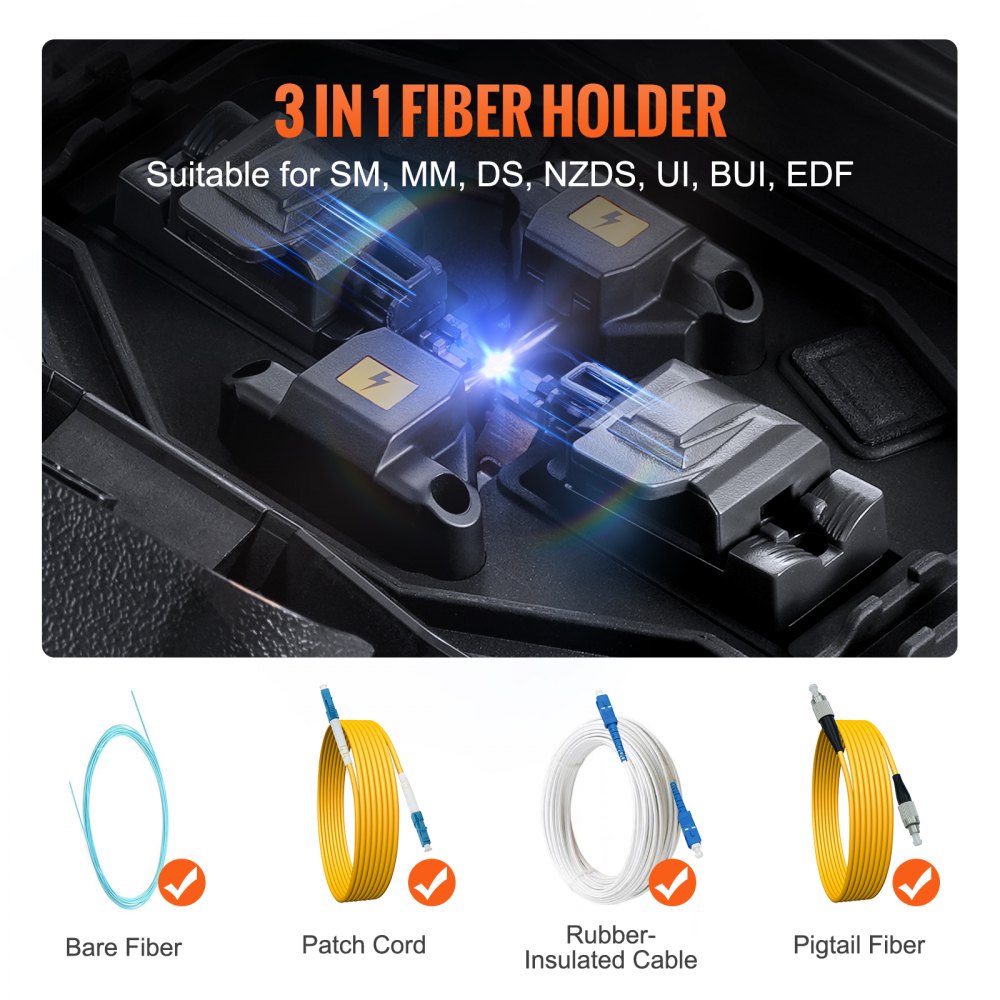 VEVOR Fiber Fusion Splicer 6 Motors Core Alignment with 6s Splicing 13s Heating 