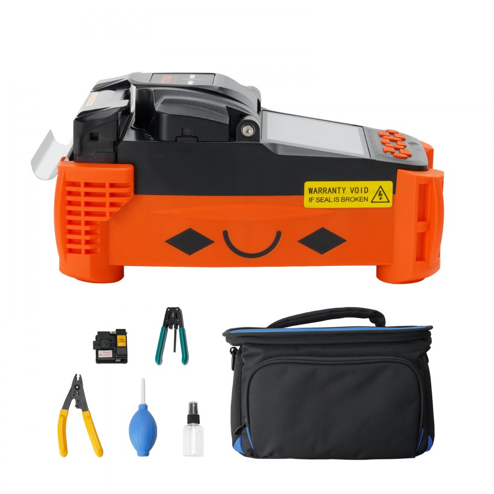 VEVOR Fiber Fusion Splicer 4 Motors, Clad Alignment Fiber Optic Fusion Splicer Kit w/ 4" Digital LCD Screen, 3 in 1 Optical Fiber Holder, Auto Focus Optical Fiber Cleaver Kit 9s Splicing 9-25s Heating 