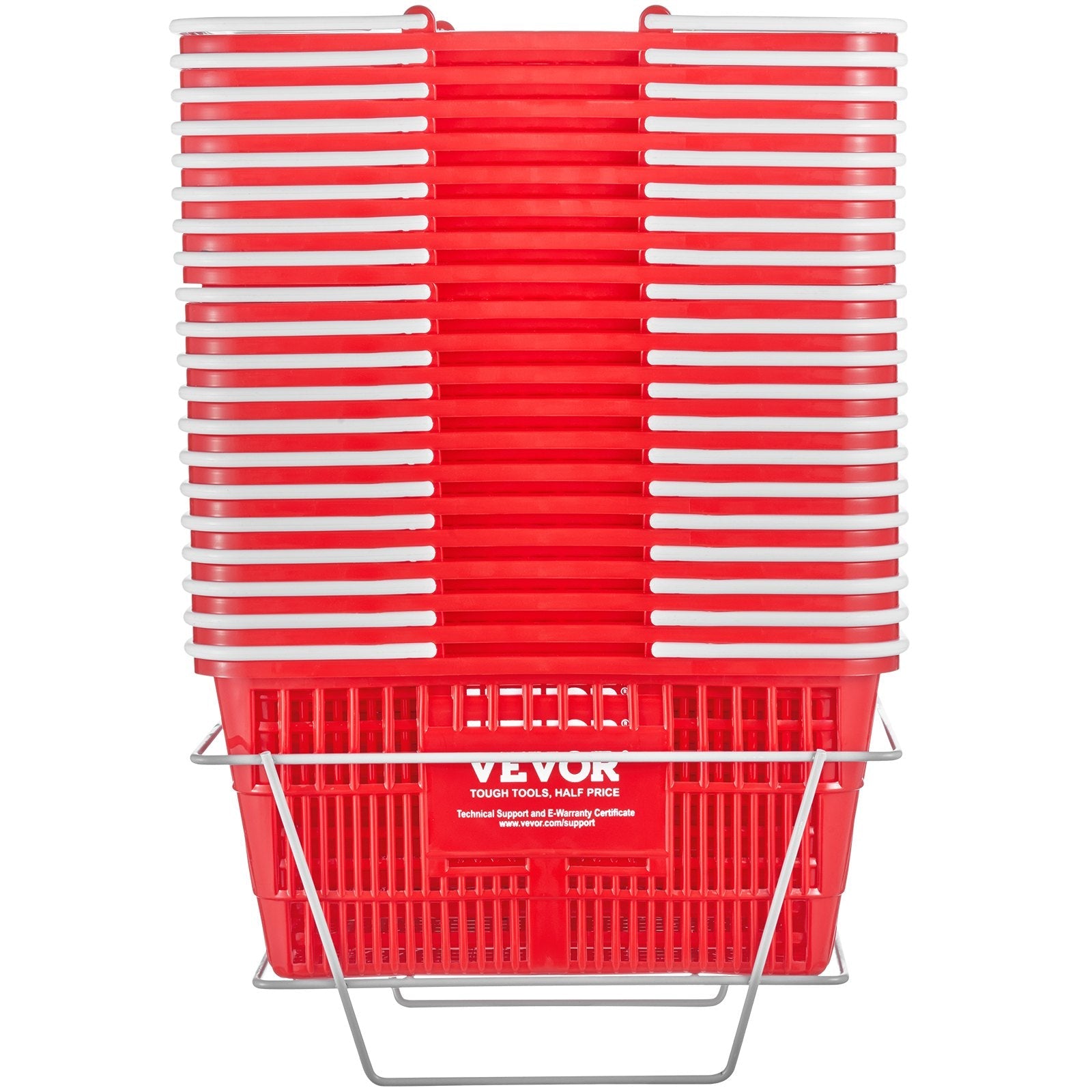 VEVOR Shopping Basket Portable Grocery Basket 20PCS 21L with Handle & Stand Red 