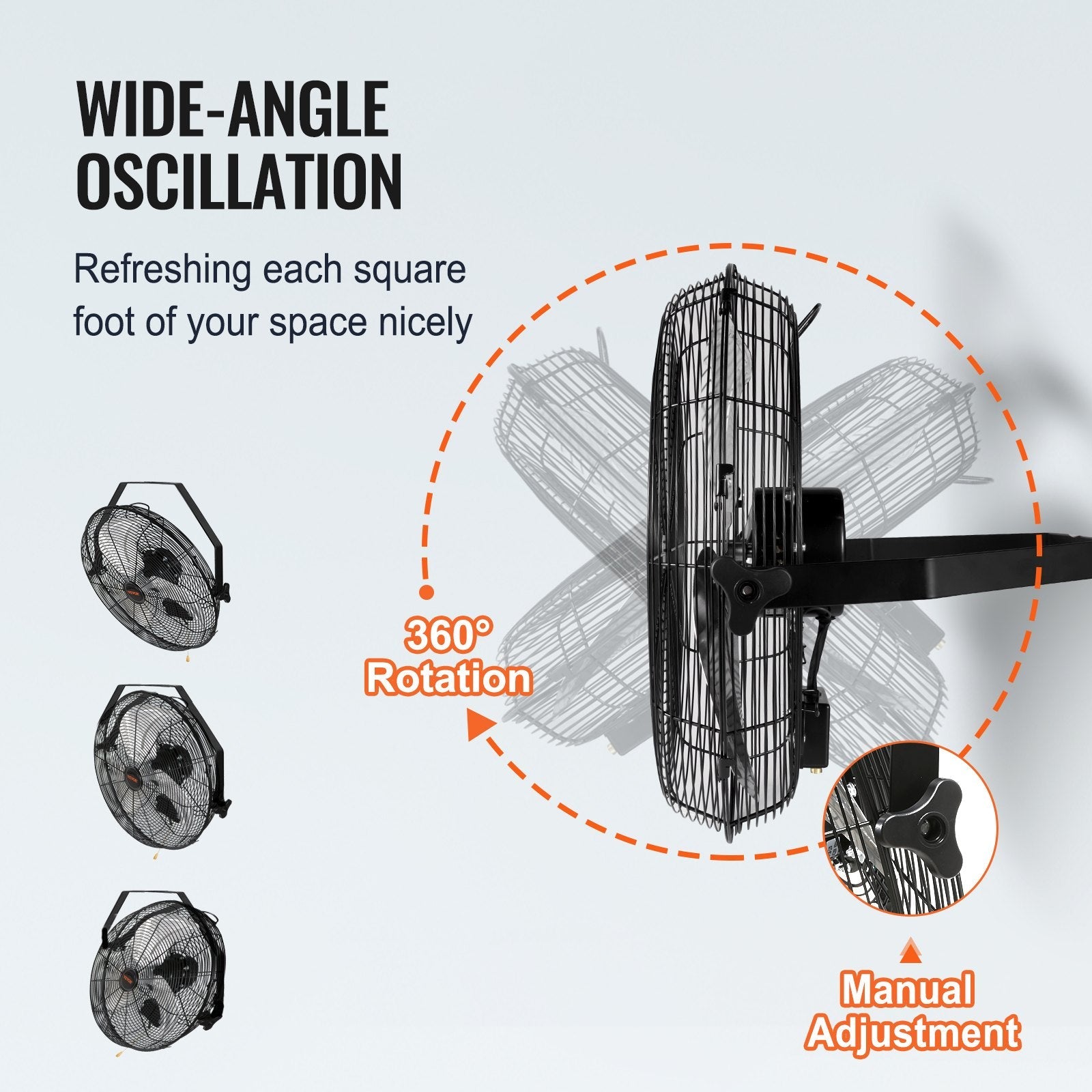 VEVOR Wall Mount Fan, 2 PCS 18 inch Manual 360-Degree Tilt Adjustment, 3-speed High Velocity Max. 4000 CFM Industrial Wall Fan for Indoor, Commercial, Warehouse, Workshop, Basement, Garage 