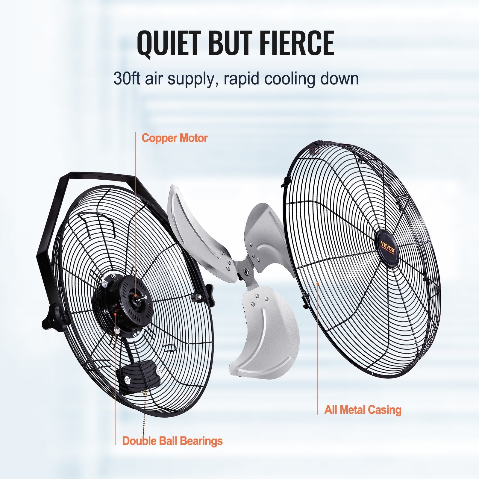 VEVOR Wall Mount Fan, 2 PCS 18 inch Manual 360-Degree Tilt Adjustment, 3-speed High Velocity Max. 4000 CFM Industrial Wall Fan for Indoor, Commercial, Warehouse, Workshop, Basement, Garage 
