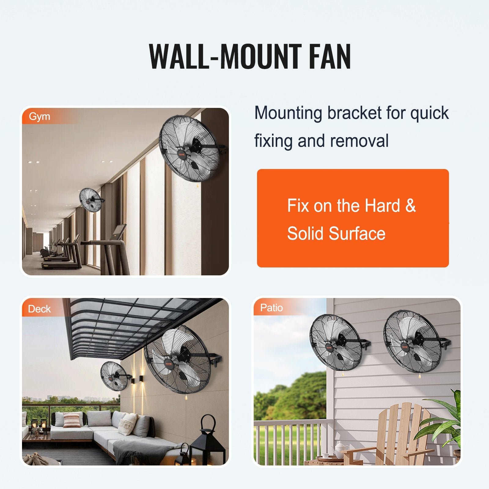 VEVOR Wall Mount Fan, 2 PCS 18 inch Manual 360-Degree Tilt Adjustment, 3-speed High Velocity Max. 4000 CFM Industrial Wall Fan for Indoor, Commercial, Warehouse, Workshop, Basement, Garage 