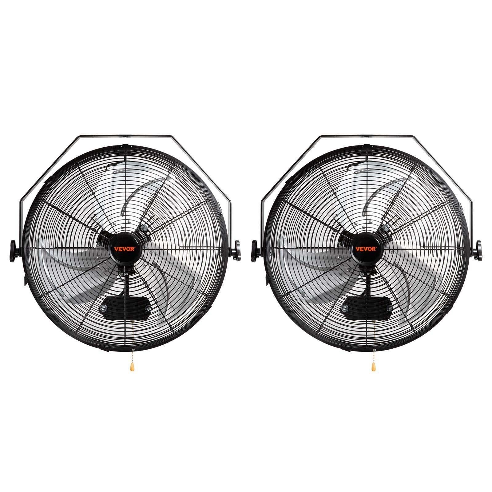 VEVOR Wall Mount Fan, 2 PCS 18 inch Manual 360-Degree Tilt Adjustment, 3-speed High Velocity Max. 4000 CFM Industrial Wall Fan for Indoor, Commercial, Warehouse, Workshop, Basement, Garage 