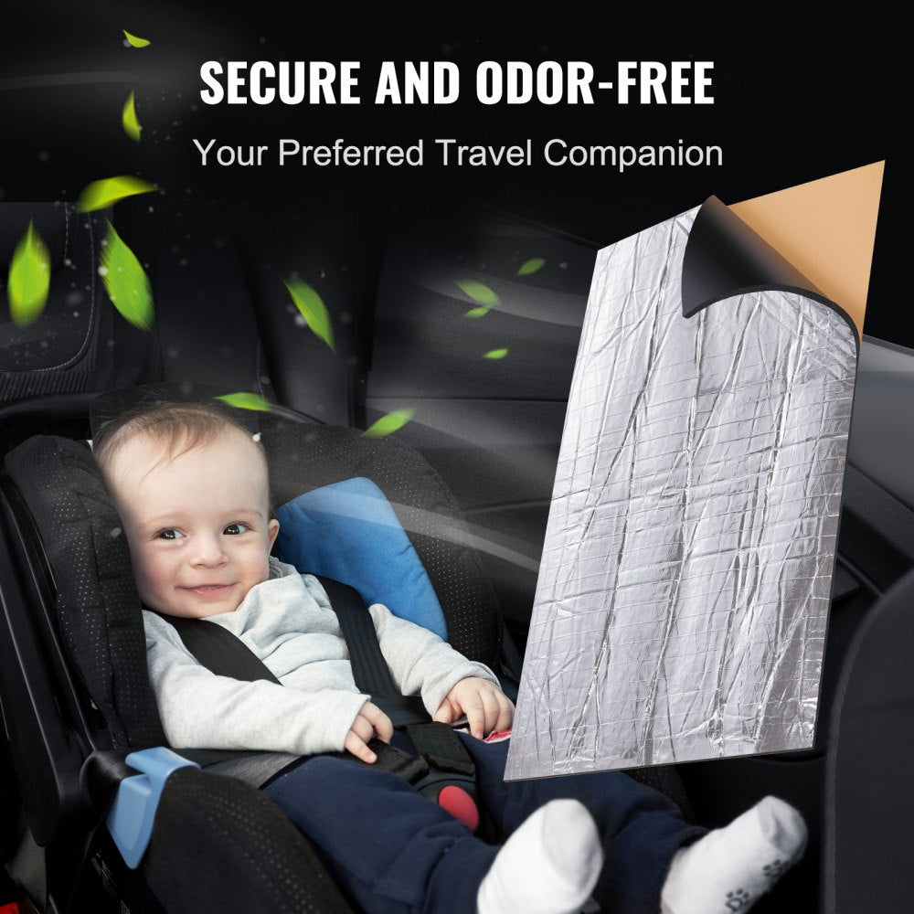 VEVOR Car Sound Deadening Mat, 400 mil 16 sqft Automotive Sound Deadener, High Density Foam Sound Deadener Material & Heat Barrier, Double Layer Waterproof Structure Acoustic Insulation Mat 