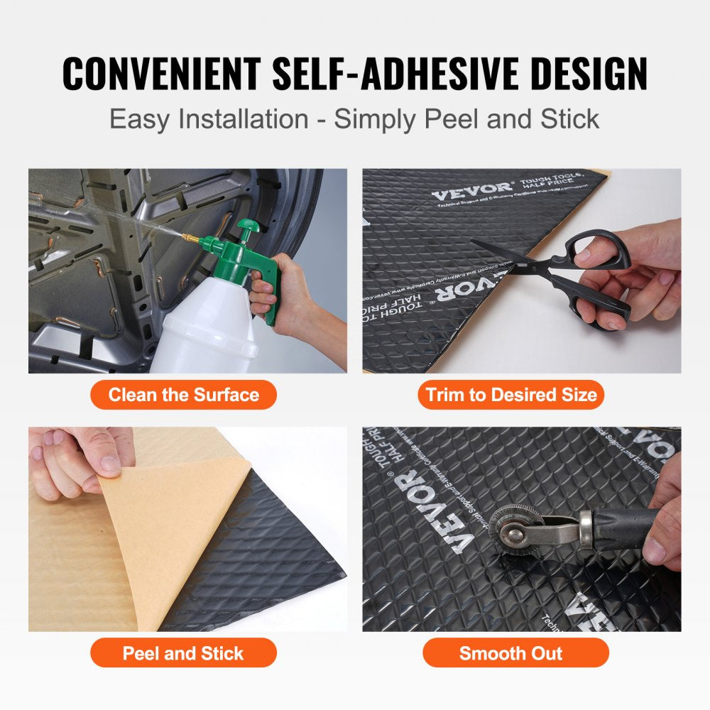 VEVOR Car Sound Deadening Mat, 80 mil 10 sqft Car Sound Dampening Material, Butyl Automotive Sound Deadener, Noise Insulation and Vibration Dampening Material for Car 