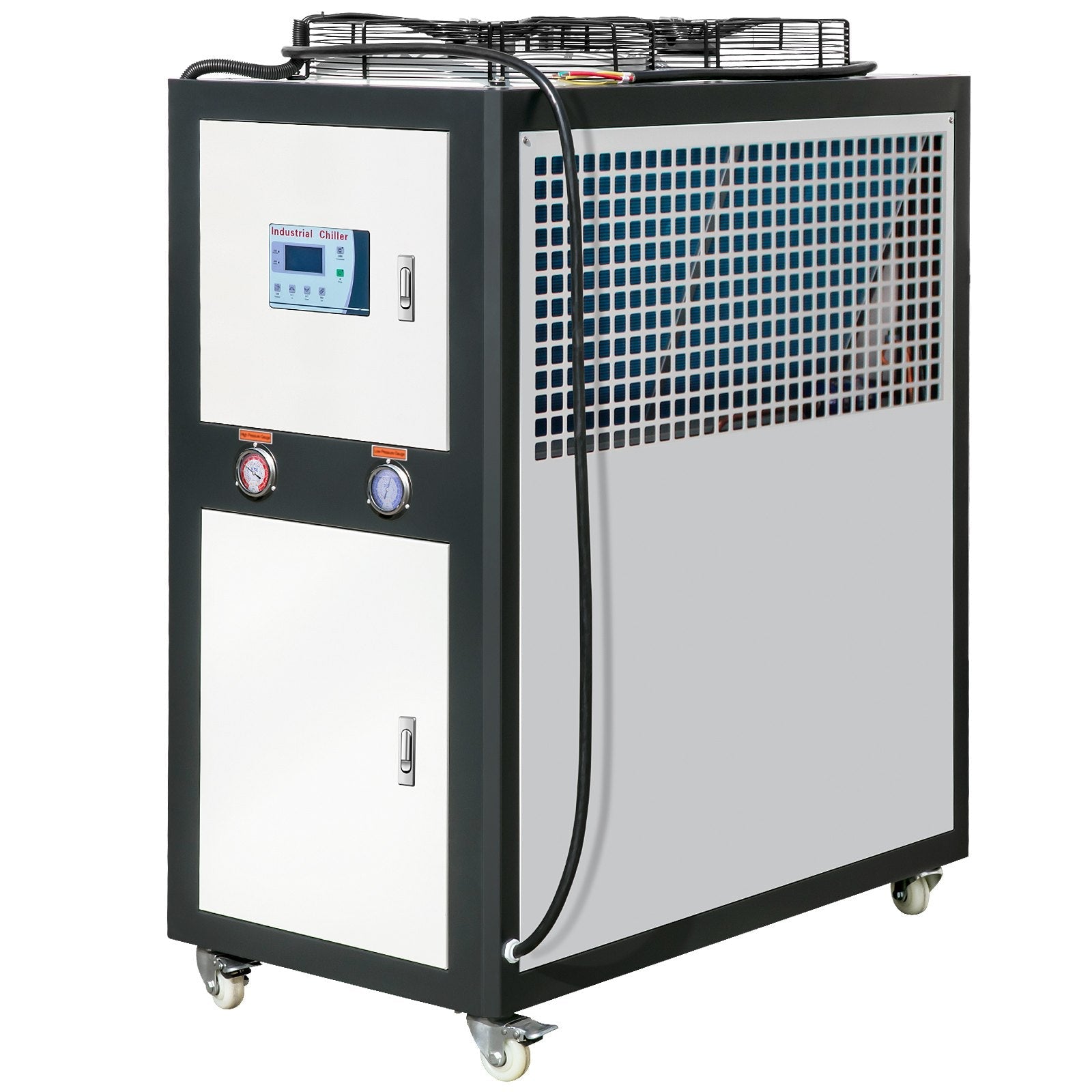 VEVOR Industrial Water Chiller, 9.4HP 16 Gal Air-Cooled Industrial Water Chiller, 15,100 Kcal/h Cooling Capacity with Finned Condenser Micro-Computer Control 60L Water Tank, for Cooling Water 