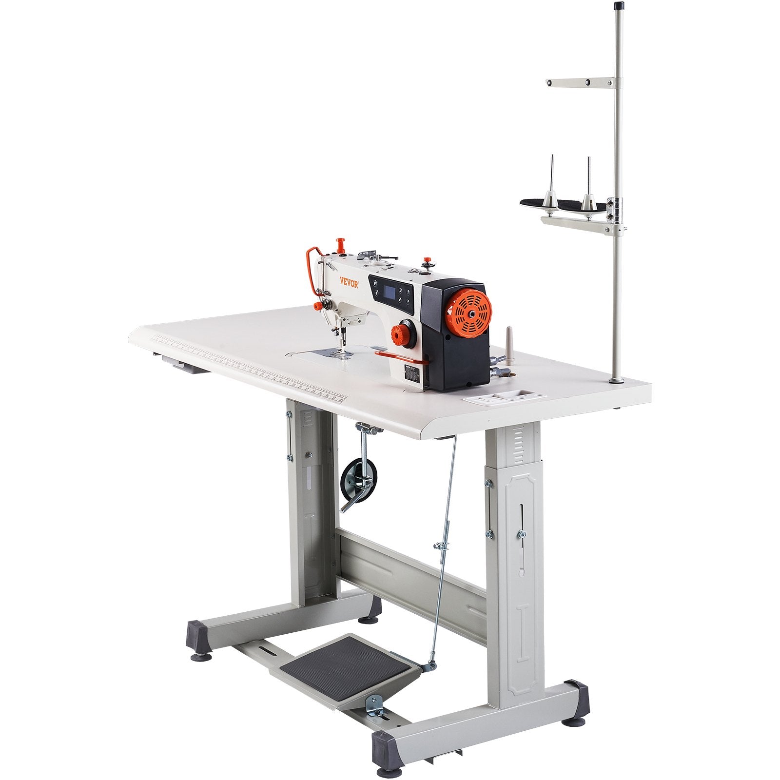 VEVOR Industrial Sewing Machine, 5000s.p.m Heavy-duty Lockstitch Sewing Machine with 550W Servo Motor and Table Stand, Electro-mechanization Intelligent Start-stop, Clear Control Panel for Easy Use 