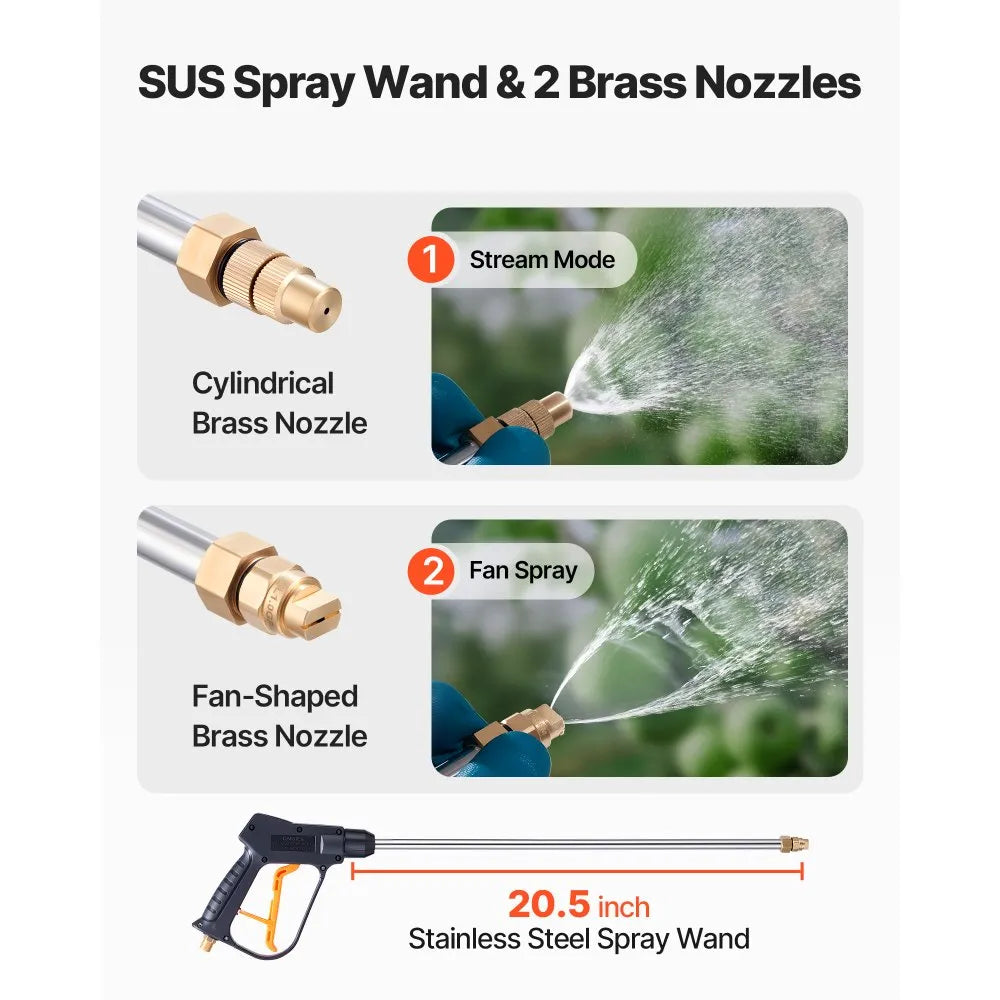 3.5 Gallon Stainless Steel Pump Sprayer with Wheeled Cart, 60 PSI, Brass Wand & Extended Hoses – Orange