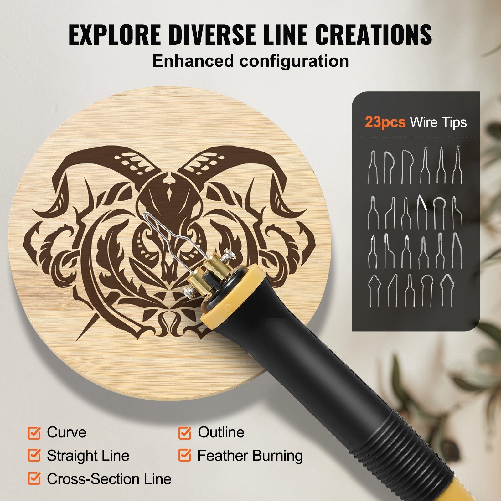VEVOR Wood Burning Kit, 200~700°C Adjustable Temperature with Display, Dual Output Port with 2 Pyrography Pens, 23 Wire Nibs, 1 Pen Holder, 4 Wood Chip, 1 Screwdriver, 1 Tweezers, 1 Knife, 1 Sponge 