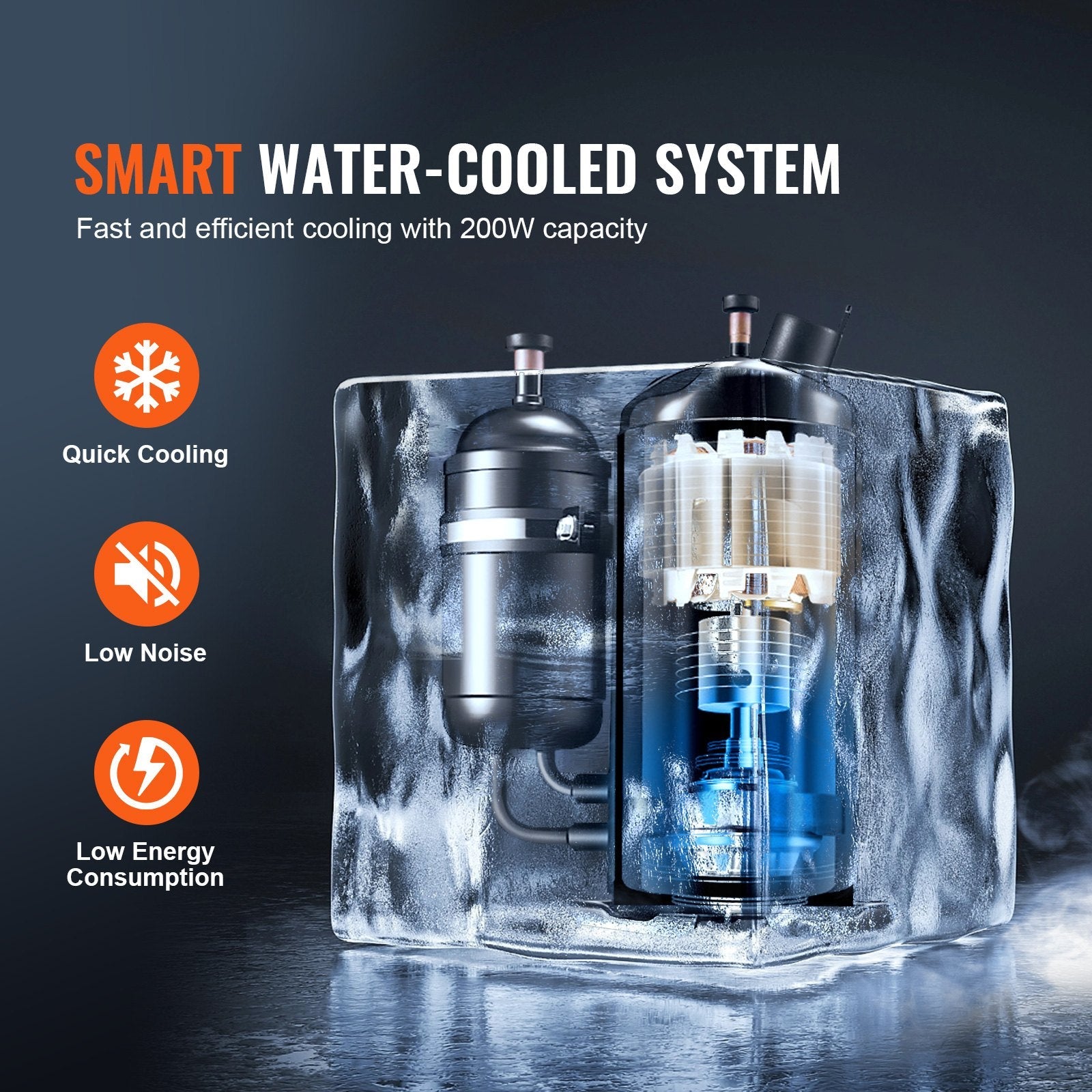 VEVOR Industrial Water Chiller KH-6000 12 L 7.8 L/min Laser Chiller Compressor 