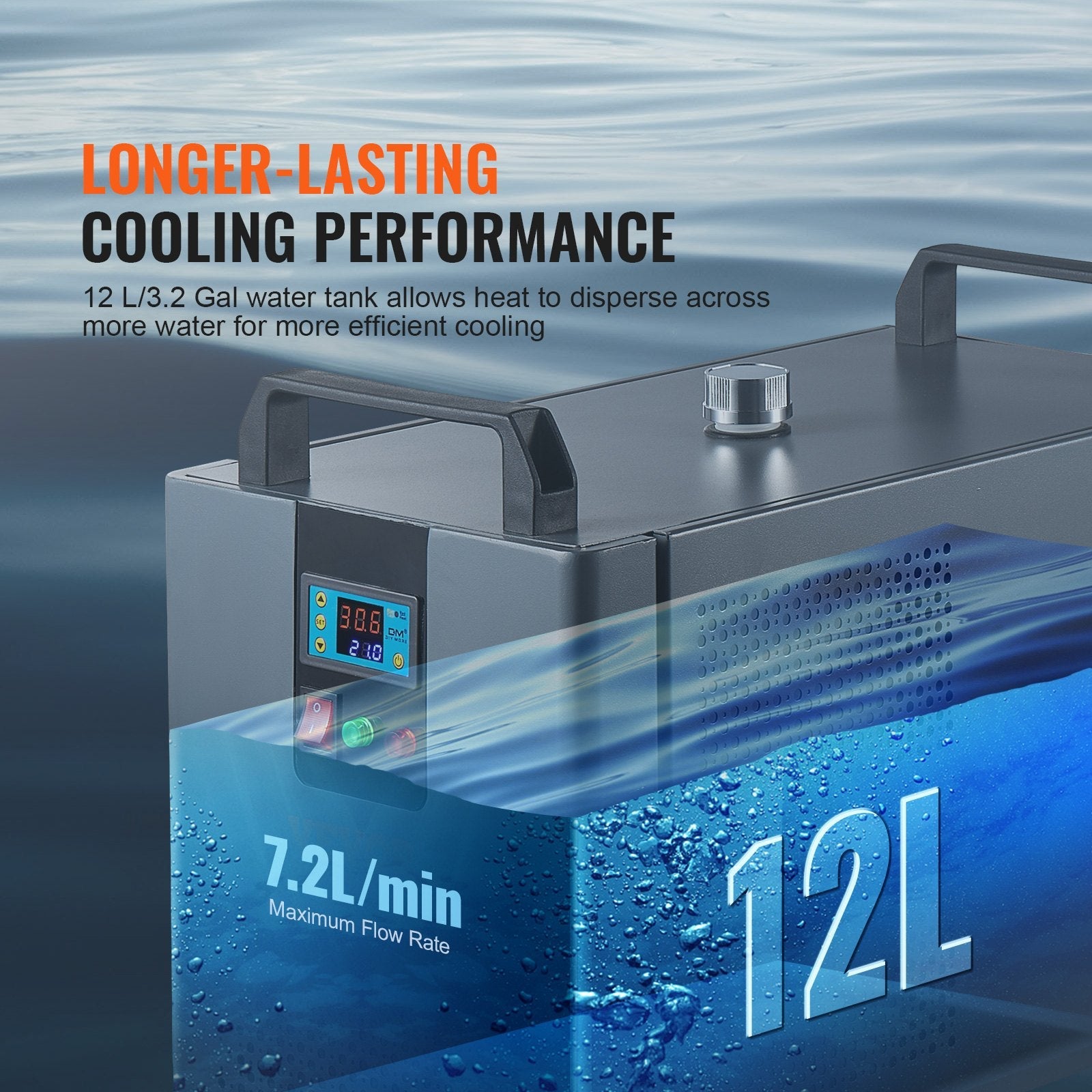 VEVOR Industrial Water Chiller KH-6000 12 L 7.8 L/min Laser Chiller Compressor 