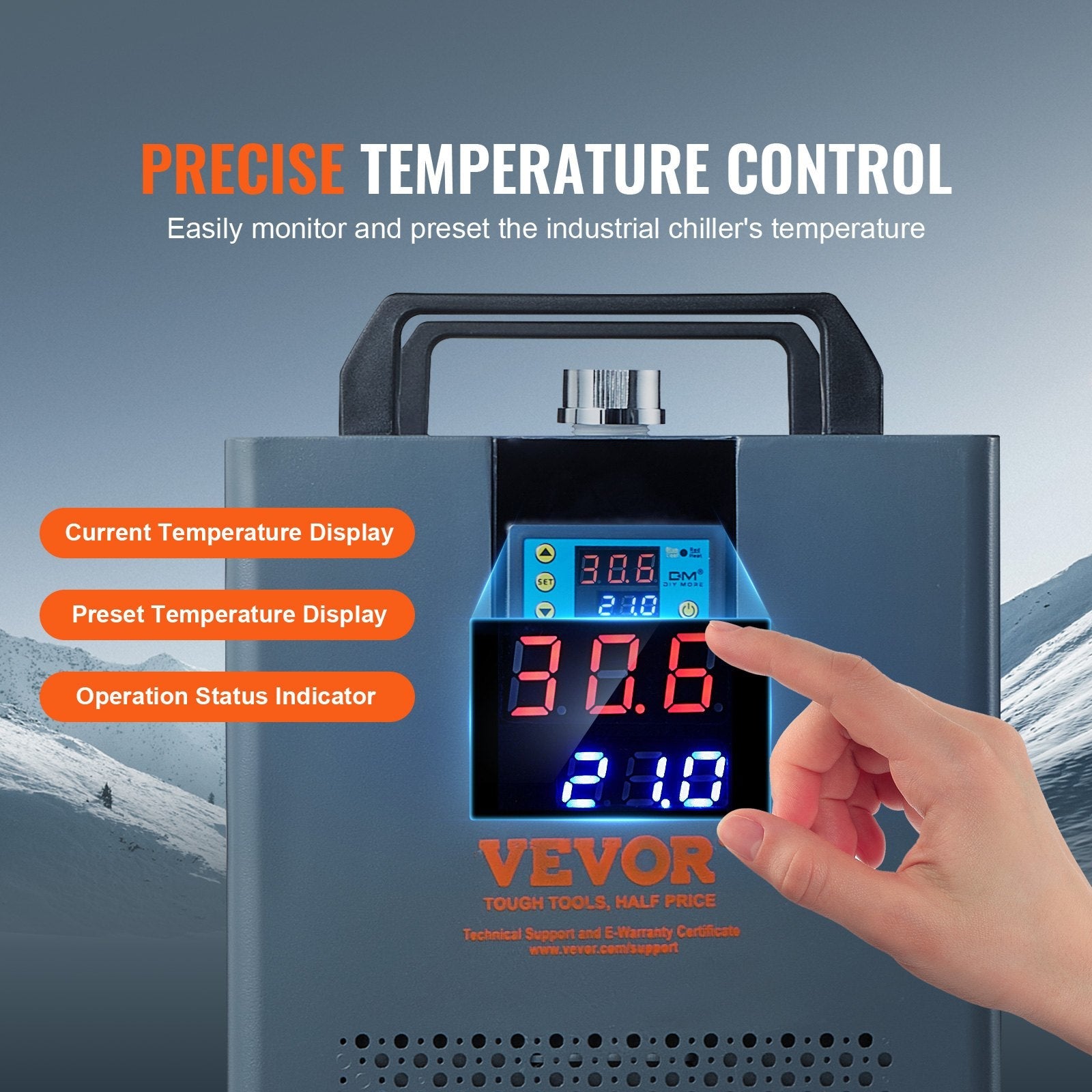 VEVOR Industrial Water Chiller KH-6000 12 L 7.8 L/min Laser Chiller Compressor 