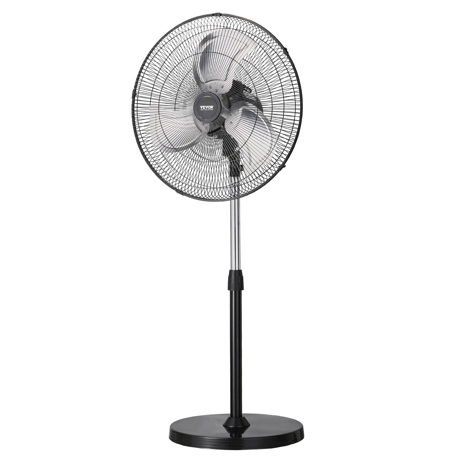 VEVOR 20" Industrial Pedestal Fan 3-Speed Oscillating Fan Height Adjustable 