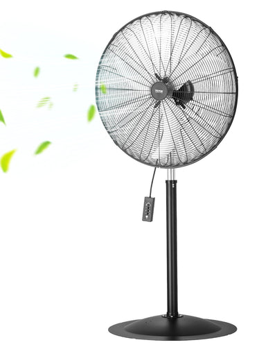VEVOR 30" Industrial Pedestal Fan 3-Speed Oscillating Fan Height Adjustable 
