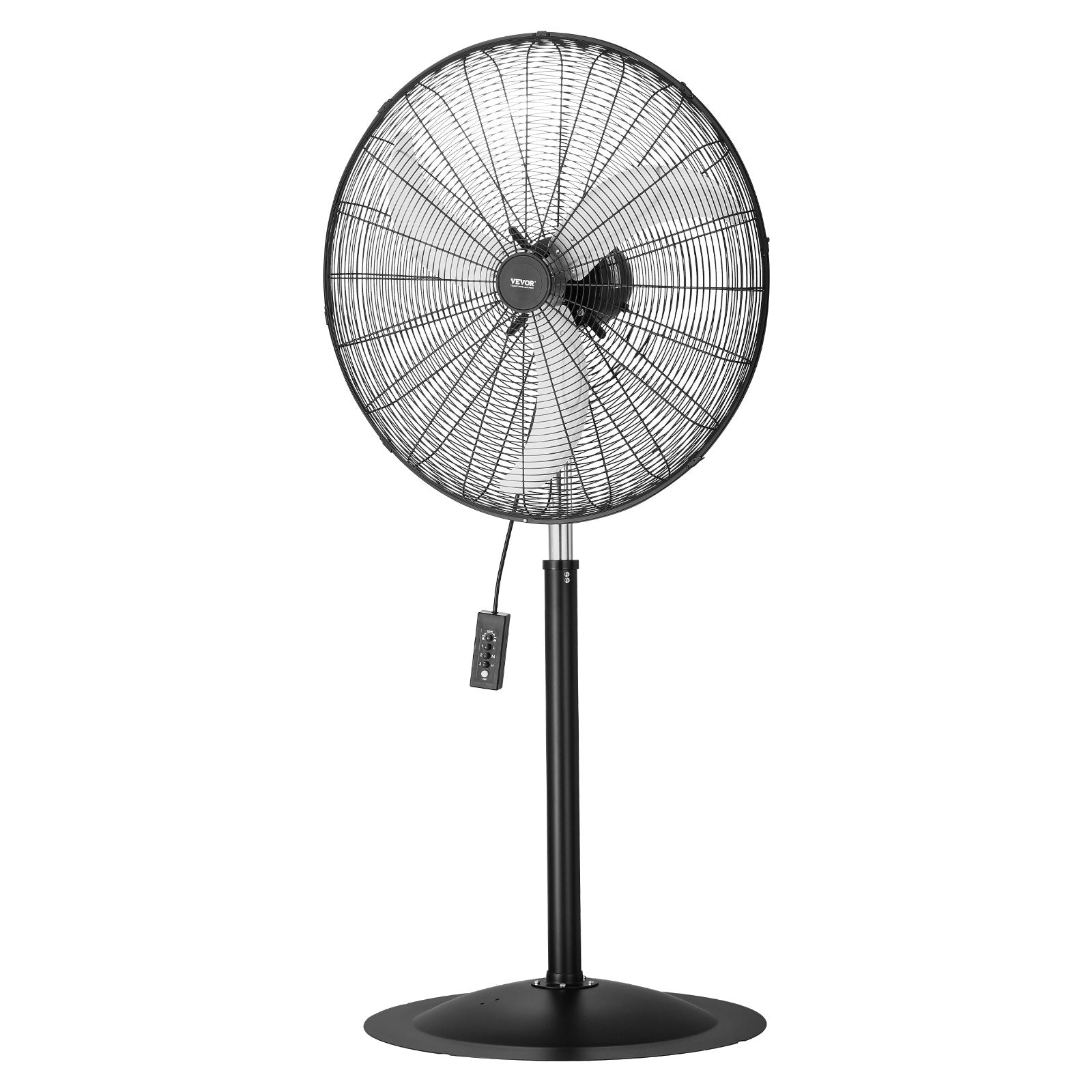 VEVOR 30" Industrial Pedestal Fan 3-Speed Oscillating Fan Height Adjustable 