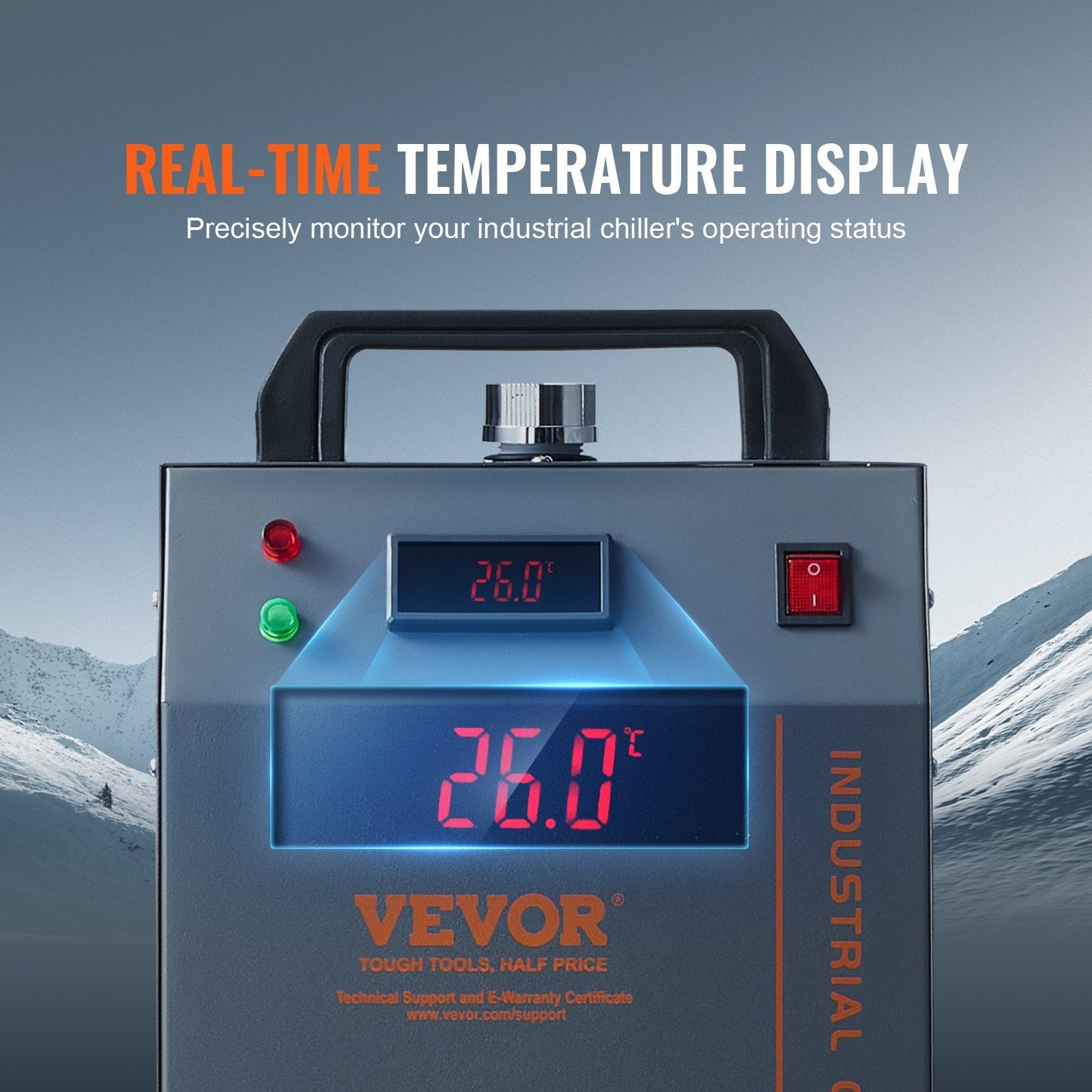 VEVOR Industrial Water Chiller, CW-3000, 80W Air-Cooled Industrial Water Cooler Cooling System with 12 L Water Tank Capacity 12 L/min Maximum Flow Rate, for Laser Engraving Machine Cooling Machine 