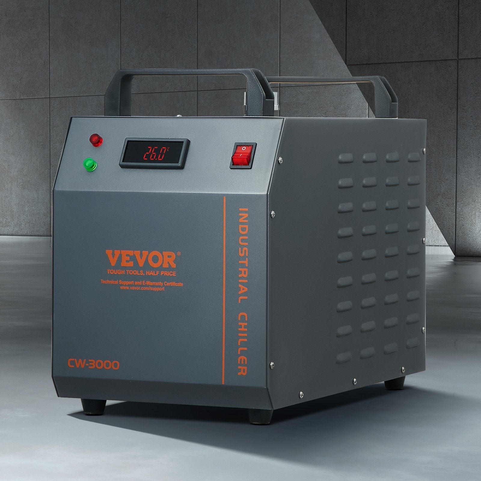 VEVOR Industrial Water Chiller, CW-3000, 80W Air-Cooled Industrial Water Cooler Cooling System with 12 L Water Tank Capacity 12 L/min Maximum Flow Rate, for Laser Engraving Machine Cooling Machine 