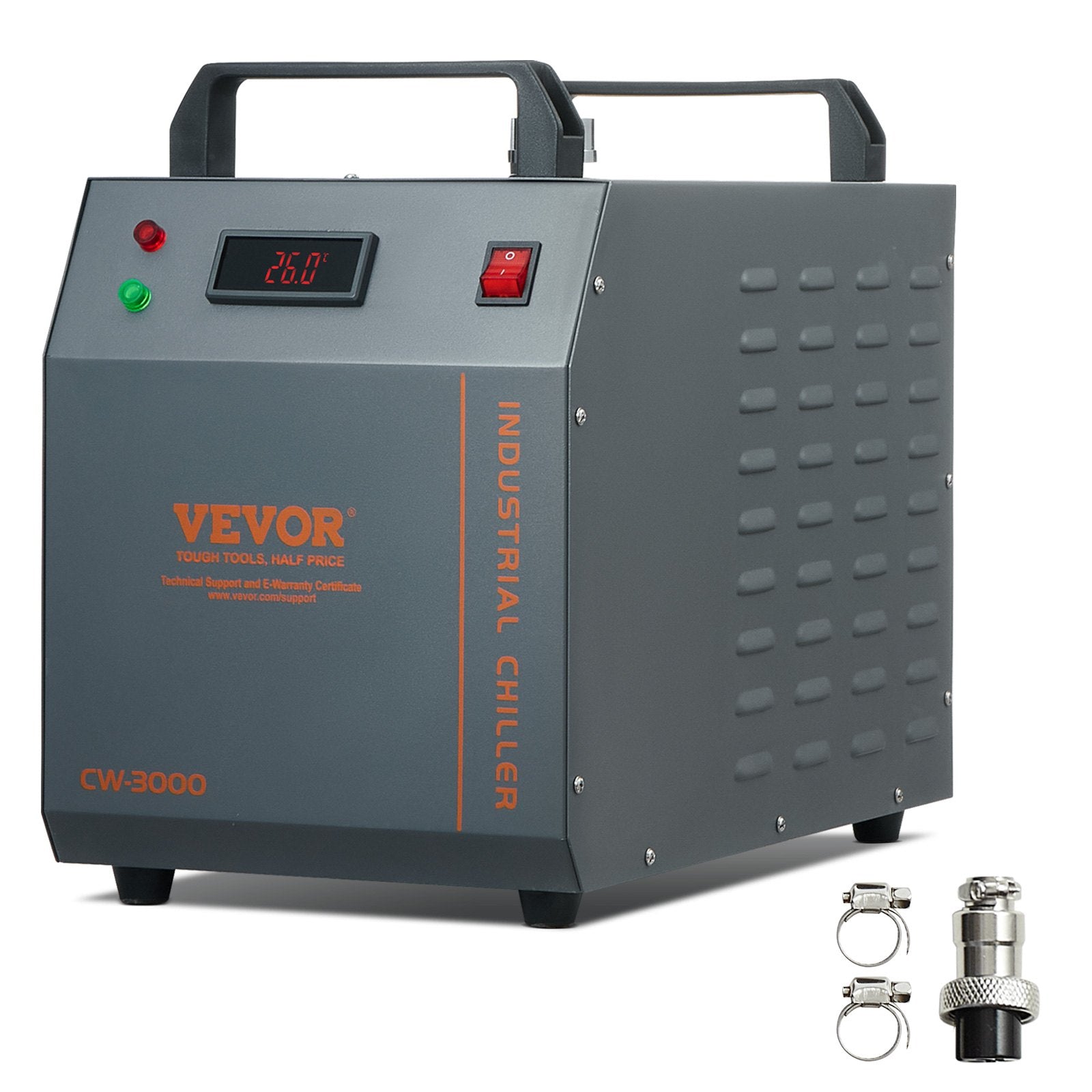 VEVOR Industrial Water Chiller, CW-3000, 80W Air-Cooled Industrial Water Cooler Cooling System with 12 L Water Tank Capacity 12 L/min Maximum Flow Rate, for Laser Engraving Machine Cooling Machine 