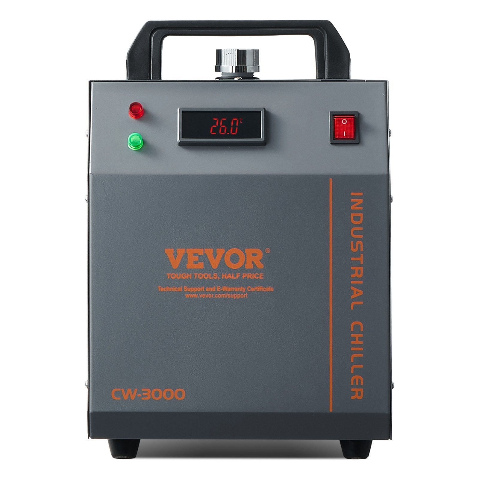 VEVOR Industrial Water Chiller, CW-3000, 80W Air-Cooled Industrial Water Cooler Cooling System with 12 L Water Tank Capacity 12 L/min Maximum Flow Rate, for Laser Engraving Machine Cooling Machine 